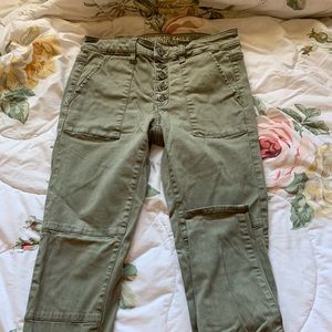 Army green skinny jeans